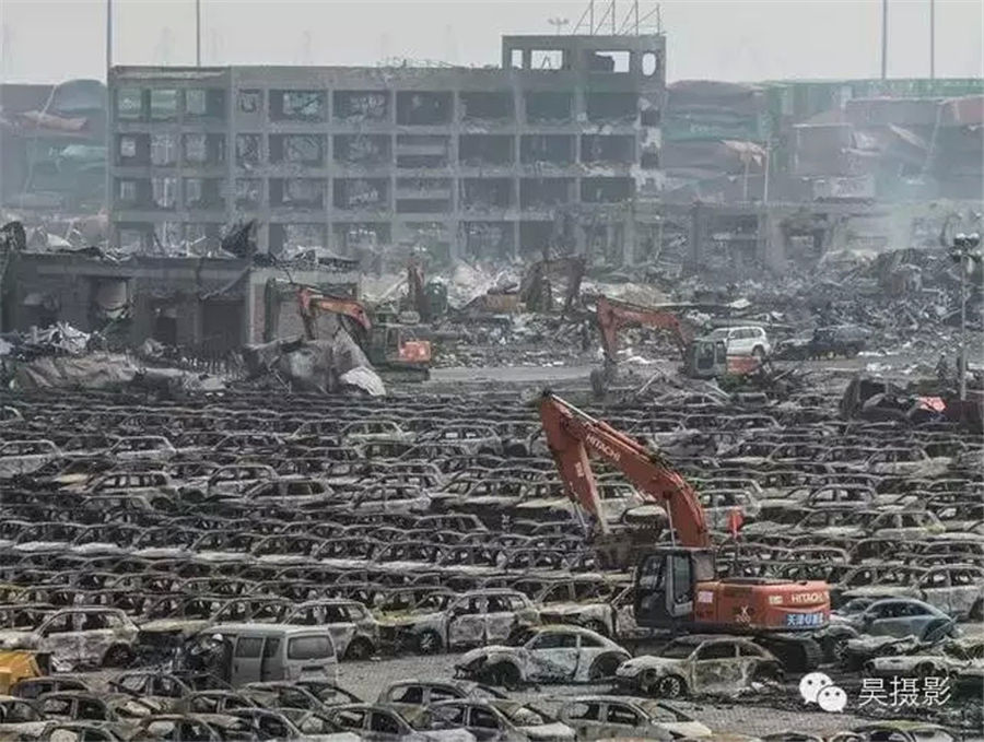 Shocking scenes of core blast area in Tianjin