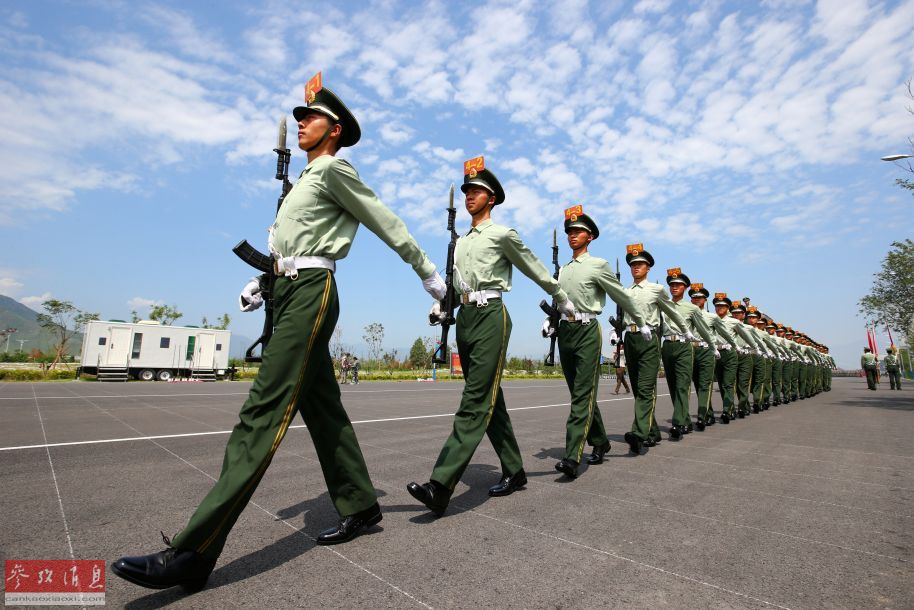 Chinese solders train for V-Day military parade