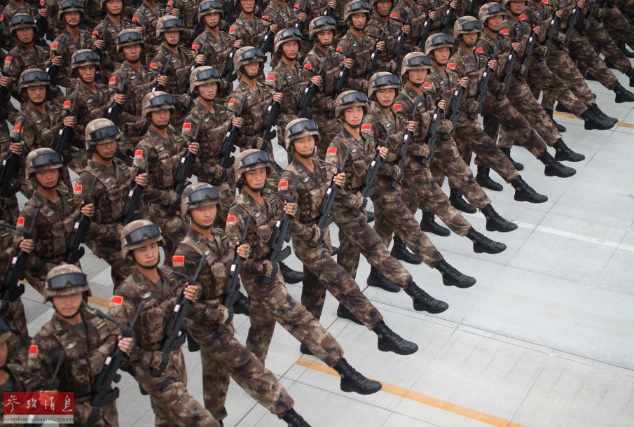 Chinese solders train for V-Day military parade