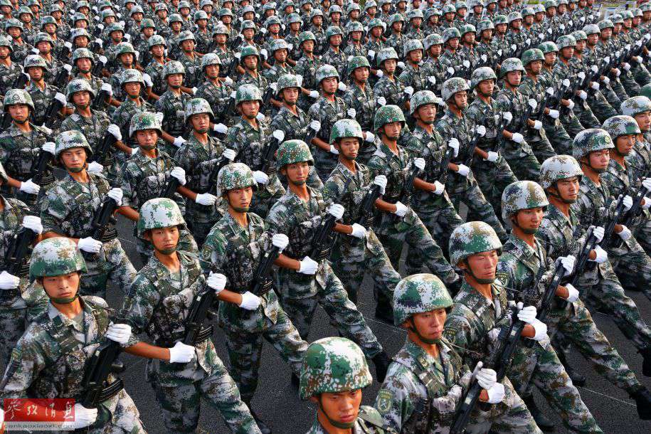 Chinese solders train for V-Day military parade