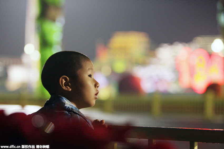 Glamorous night view at Tiananmen Square