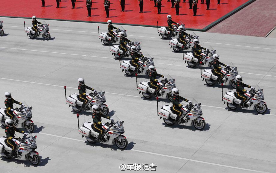 Chinese armed police motorcycle guard formation