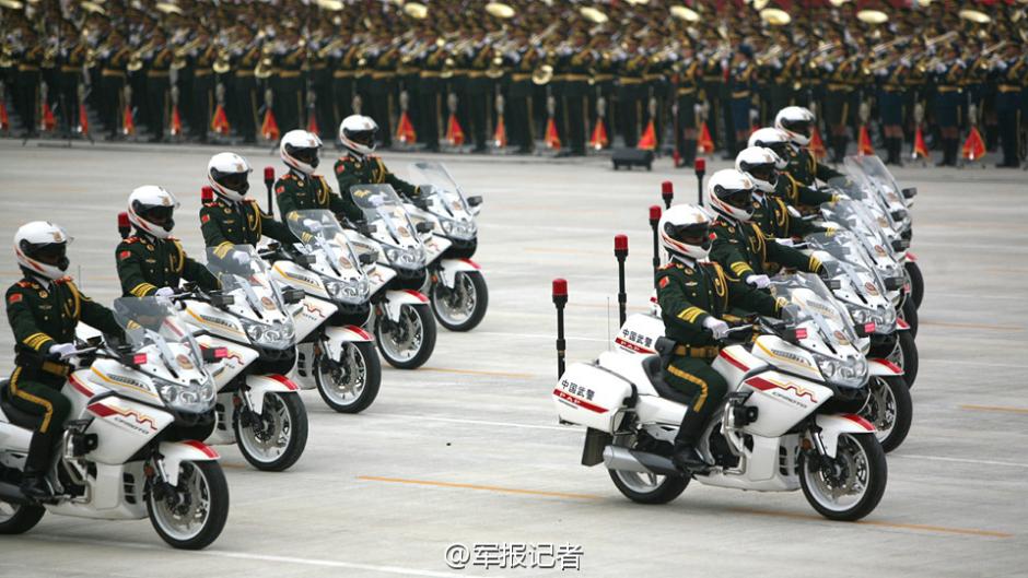 Chinese armed police motorcycle guard formation