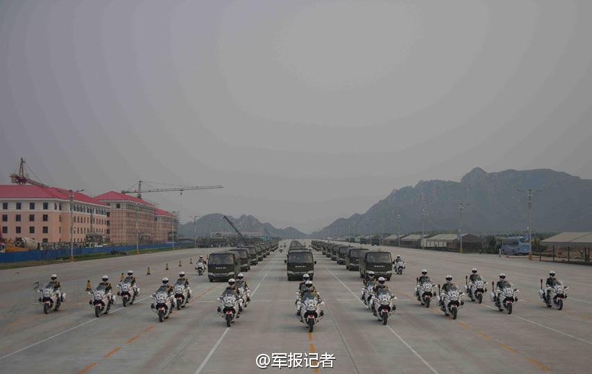 Chinese armed police motorcycle guard formation