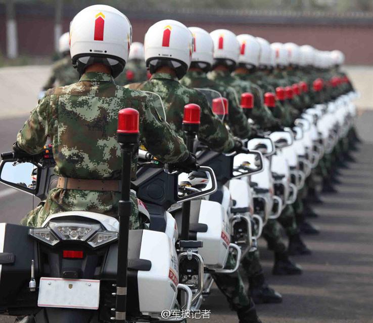 Chinese armed police motorcycle guard formation