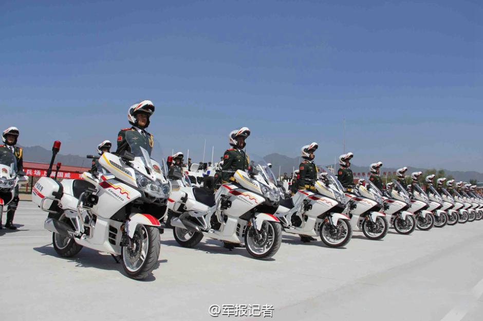 Chinese armed police motorcycle guard formation