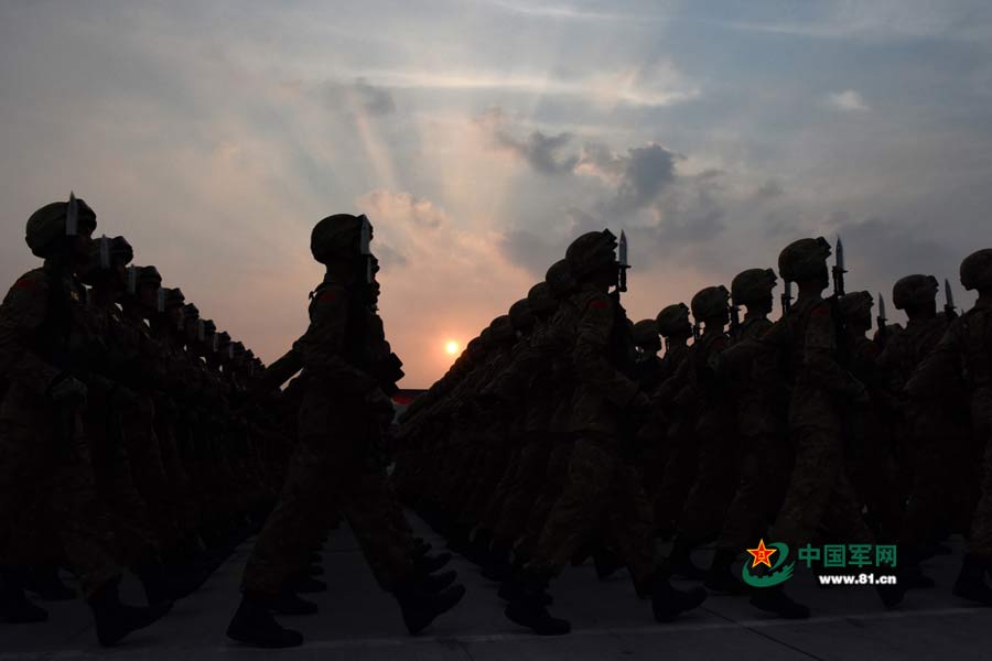 PLA soldiers conduct training for V-Day parade at Military Parade Village