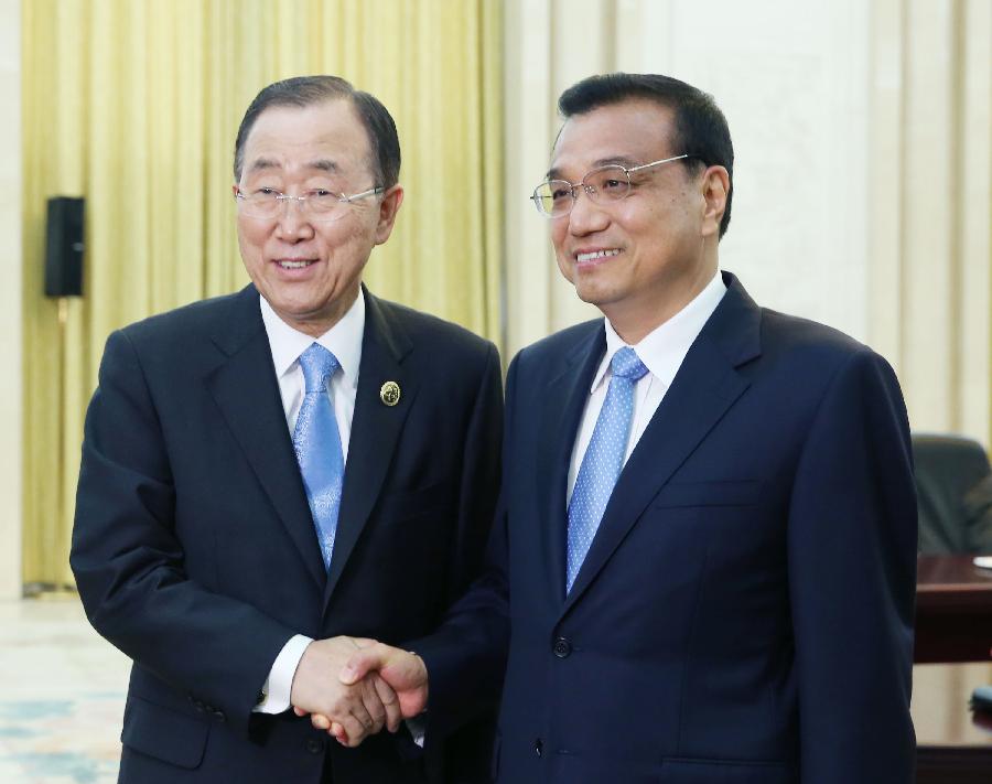 Chinese premier meets UN chief Ban Ki-moon