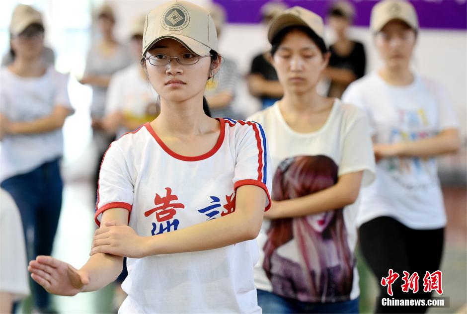 College girls learn martial art during military training