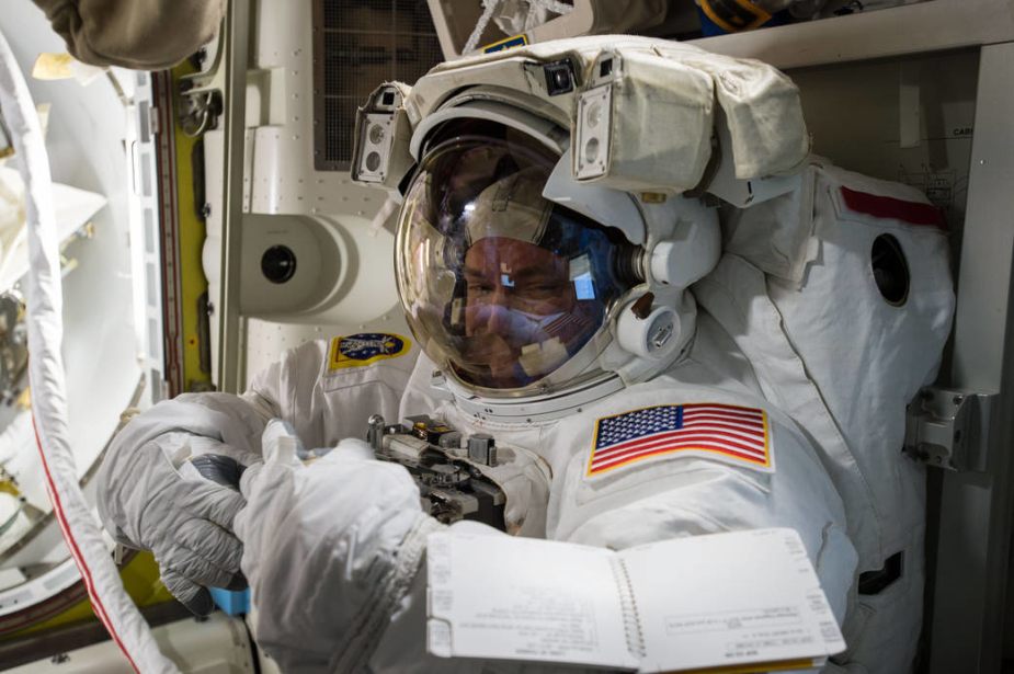 NASA astronauts prepare for spacewalks