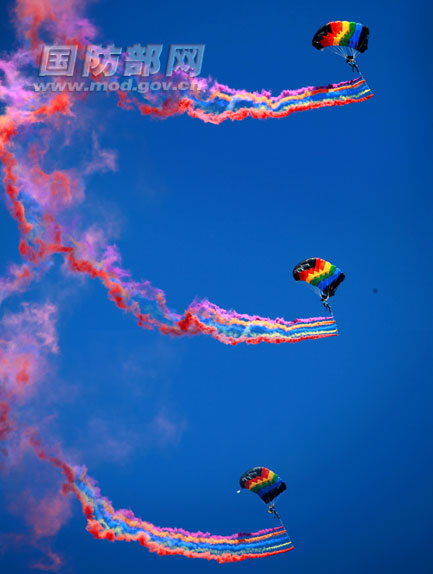 PLA Bayi Parachute Team shows numerous aerial designs and formations