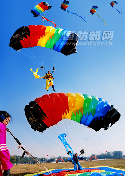 PLA Bayi Parachute Team shows numerous aerial designs and formations