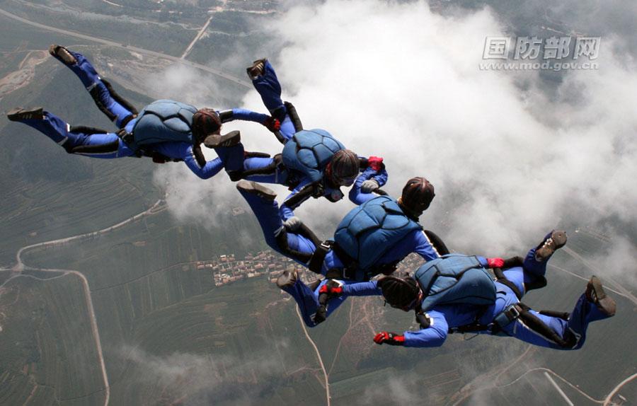 PLA Bayi Parachute Team shows numerous aerial designs and formations