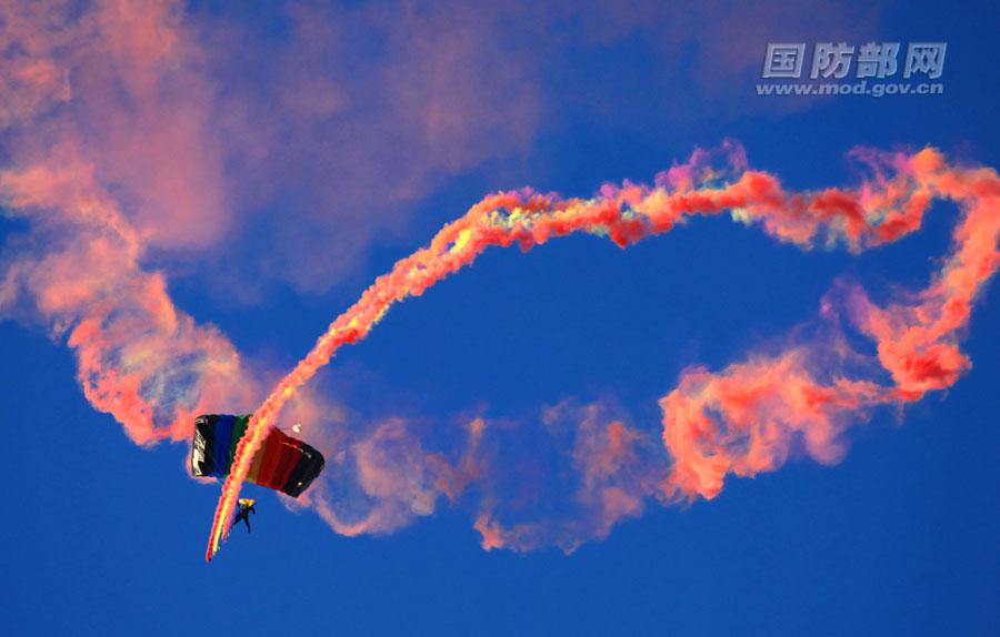 PLA Bayi Parachute Team shows numerous aerial designs and formations