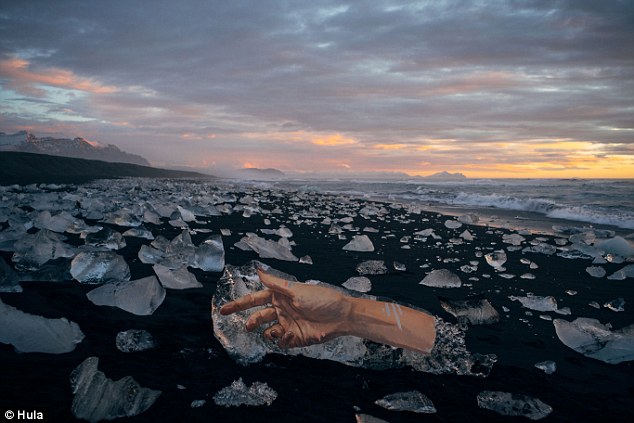 Artist creates stunning portraits of partially submerged women on melting icebergs 