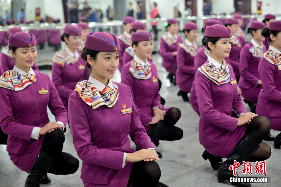 High-speed train stewardesses receive harsh training 