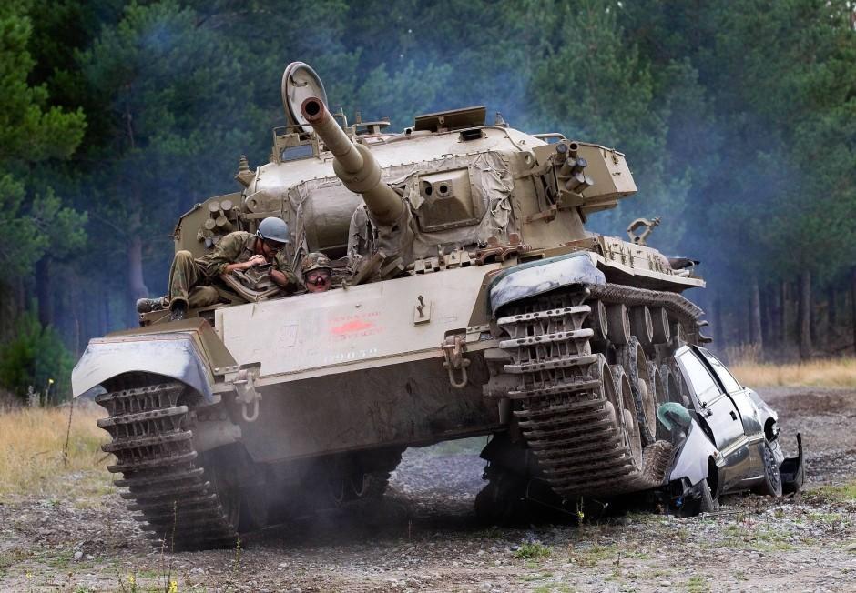 Terrific ways to reduce stress: crashing cars by tank