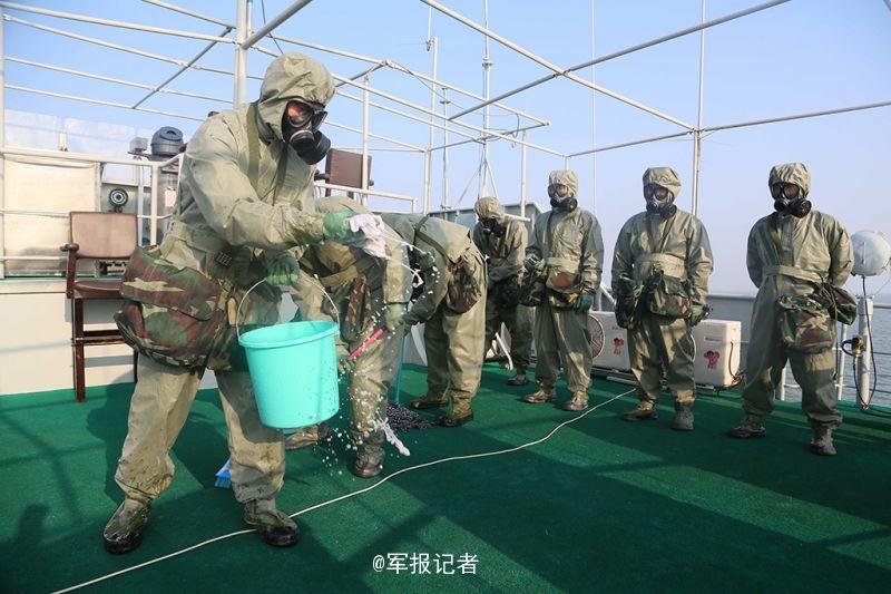 Nuclear-biological-chemical protection drill held in naval vessels