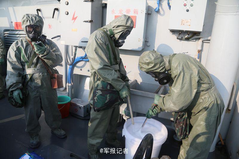 Nuclear-biological-chemical protection drill held in naval vessels