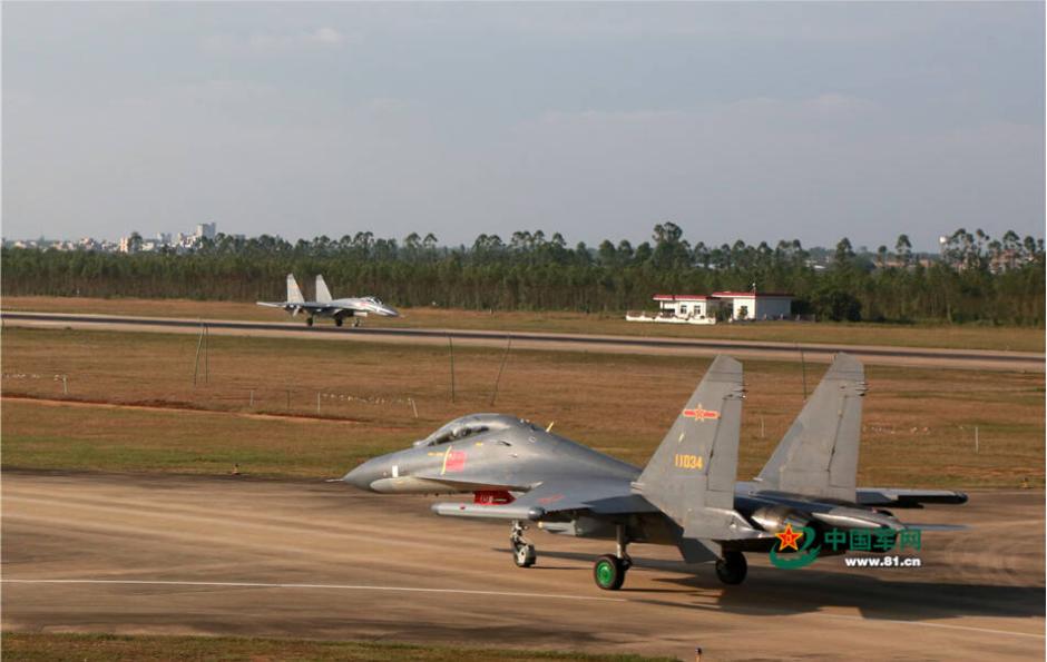 J-11 fighter jets conduct combat training 