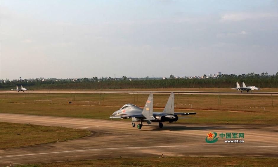 J-11 fighter jets conduct combat training 