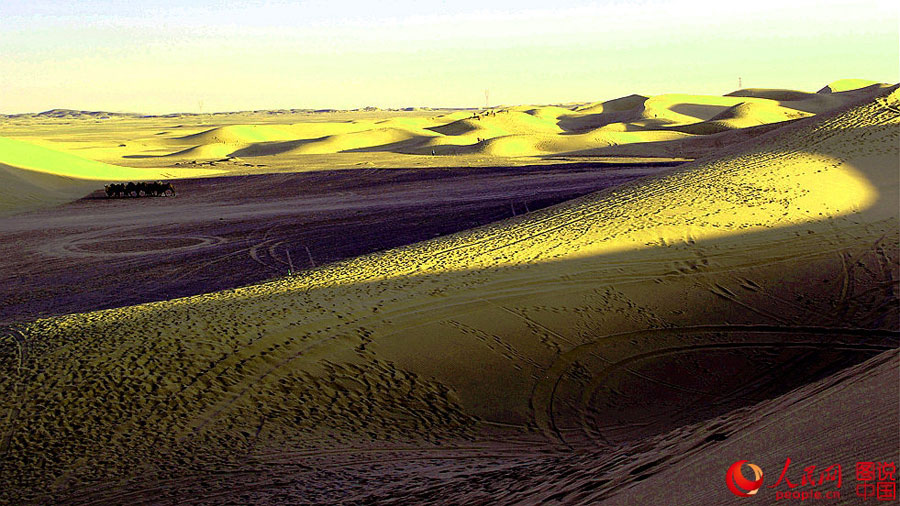 Badain Jaran Desert in evening glow