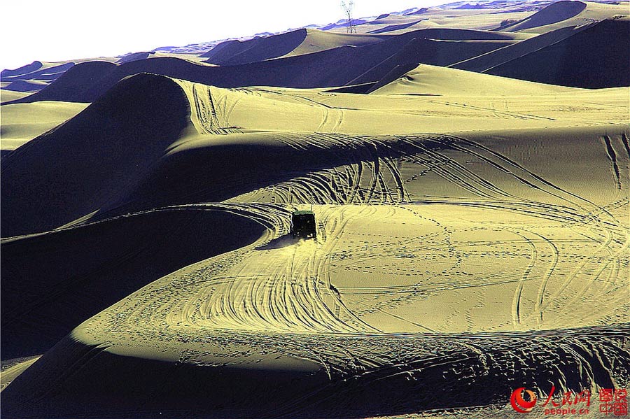 Badain Jaran Desert in evening glow