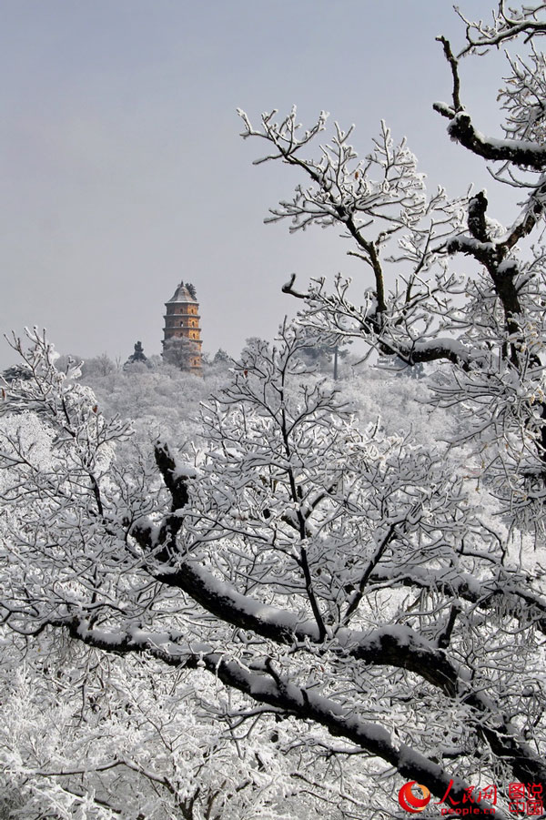 Picturesque Kongtong Mountain in snow