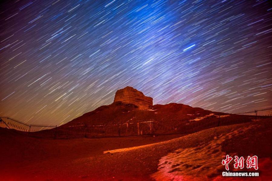 Magnificent star view in desert in Dunhuang