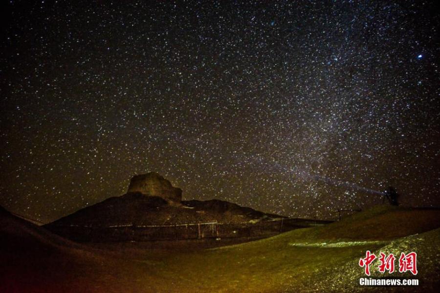 Magnificent star view in desert in Dunhuang