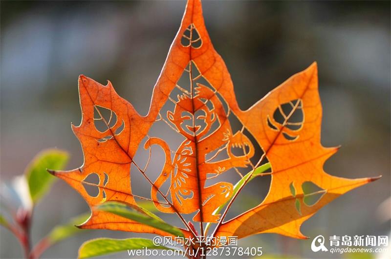 Arts teacher creates arts on leafs