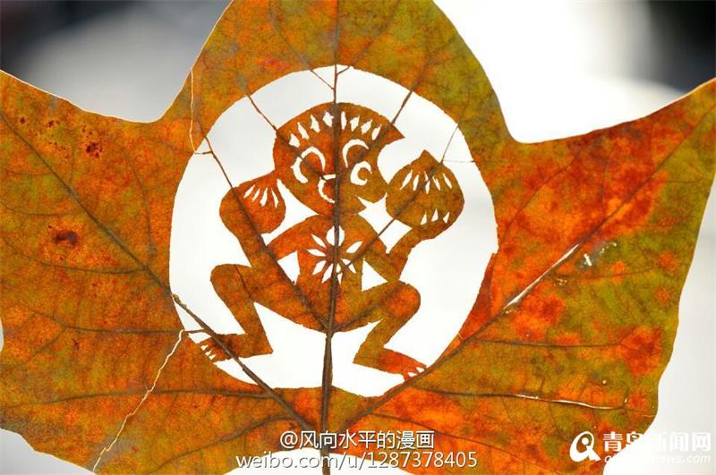 Arts teacher creates arts on leafs