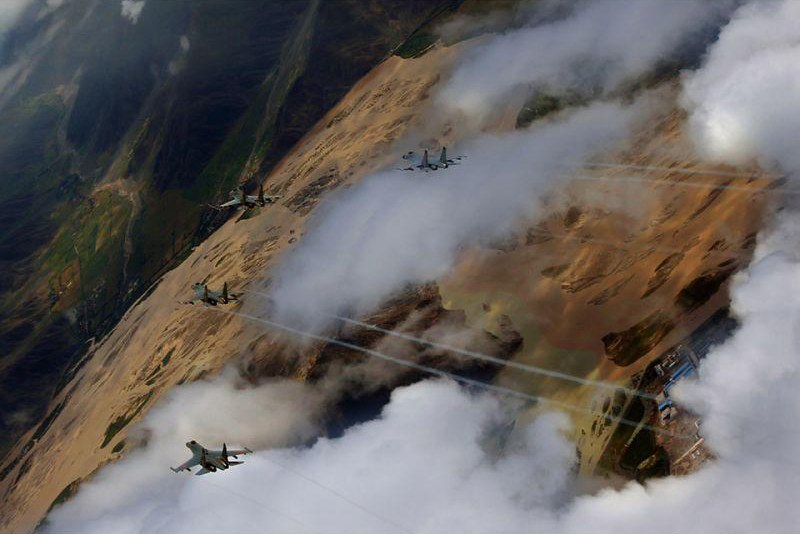 Aerial photos taken on J-11 fighter