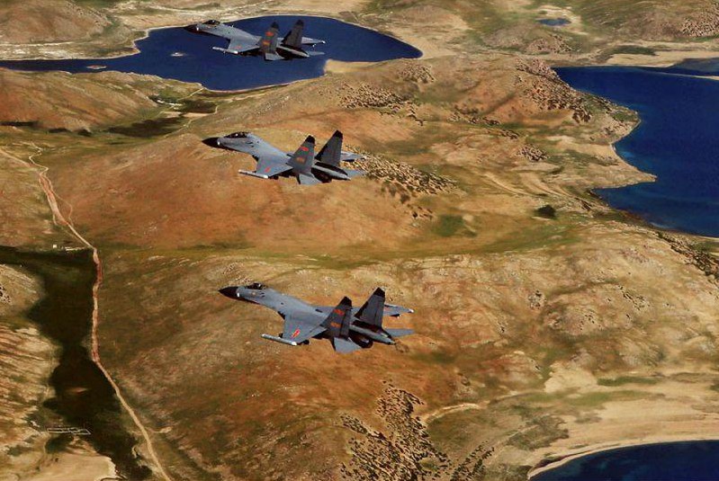 Aerial photos taken on J-11 fighter