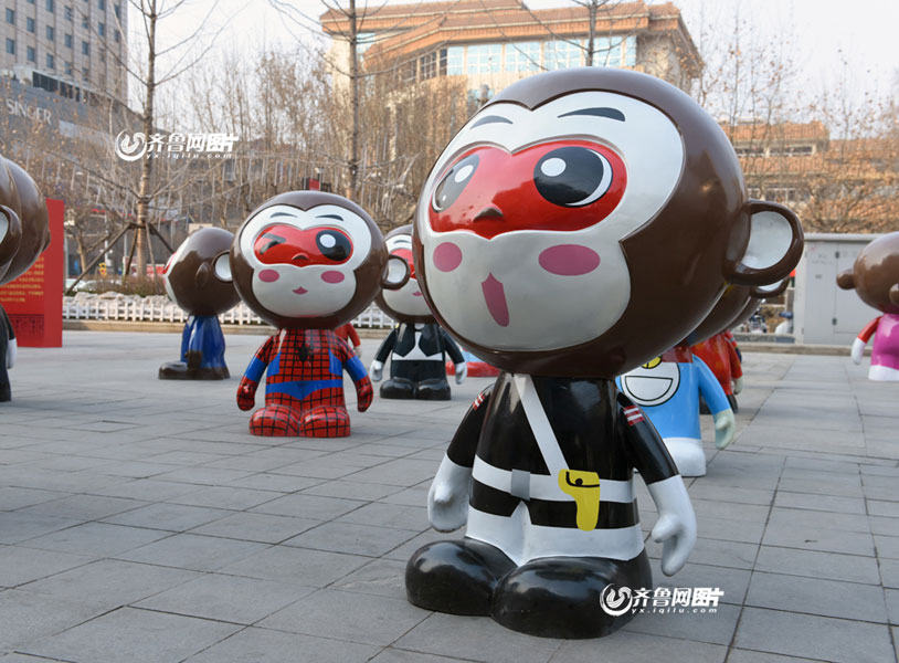 Monkey sculptures erected in Jinan
