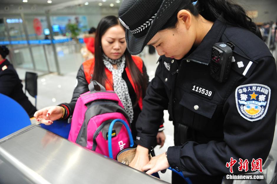 Female police patrol team at railway station