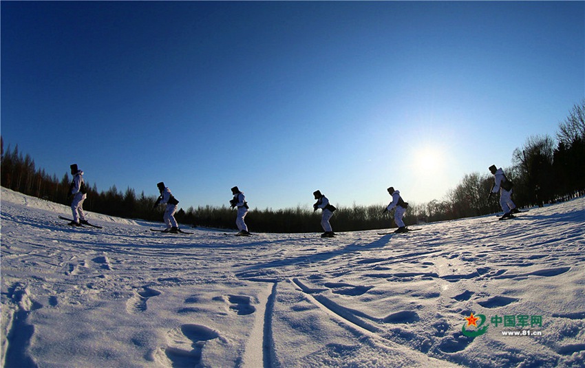 Border soldiers conduct skiing and shooting training