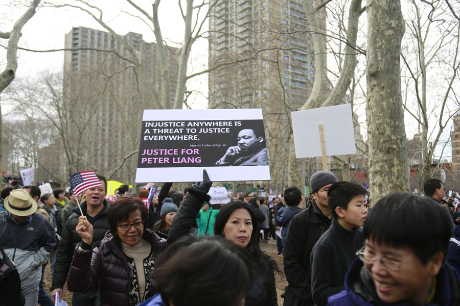 Tens of Thousands of Chinese Americans Protest Officer Peter Liang’s Conviction in New York City