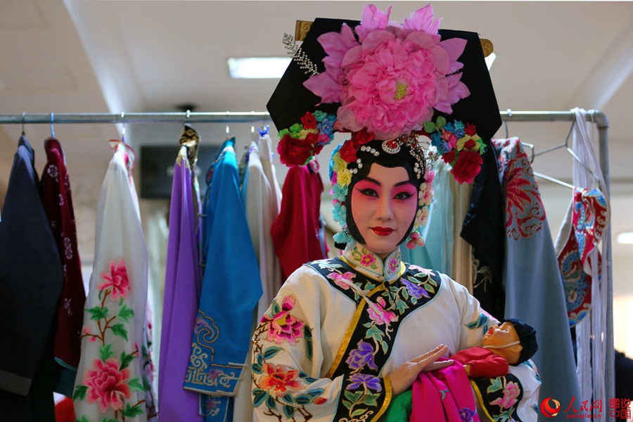 The backstage of a traditional Chinese opera troupe