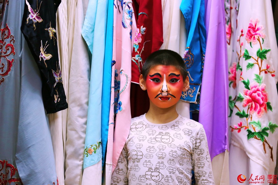 The backstage of a traditional Chinese opera troupe