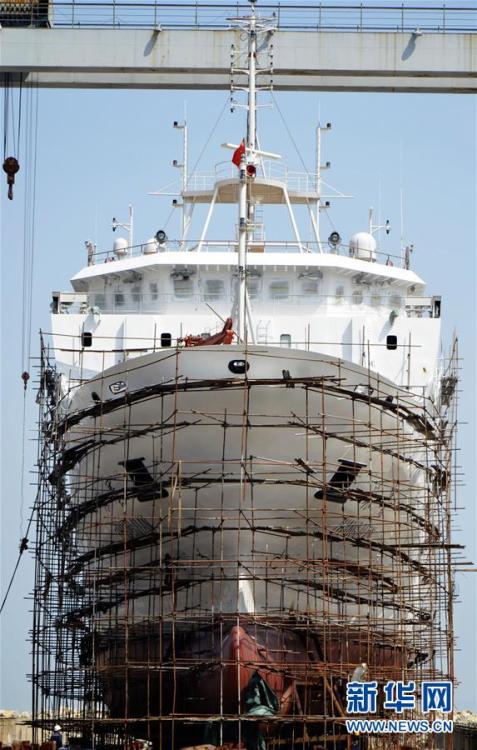 Construction of China's oceanographic research ship enters final stage