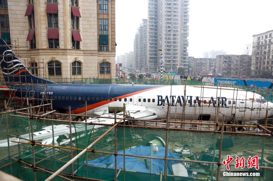 Boeing-737 'lands' in pedestrian street in C China