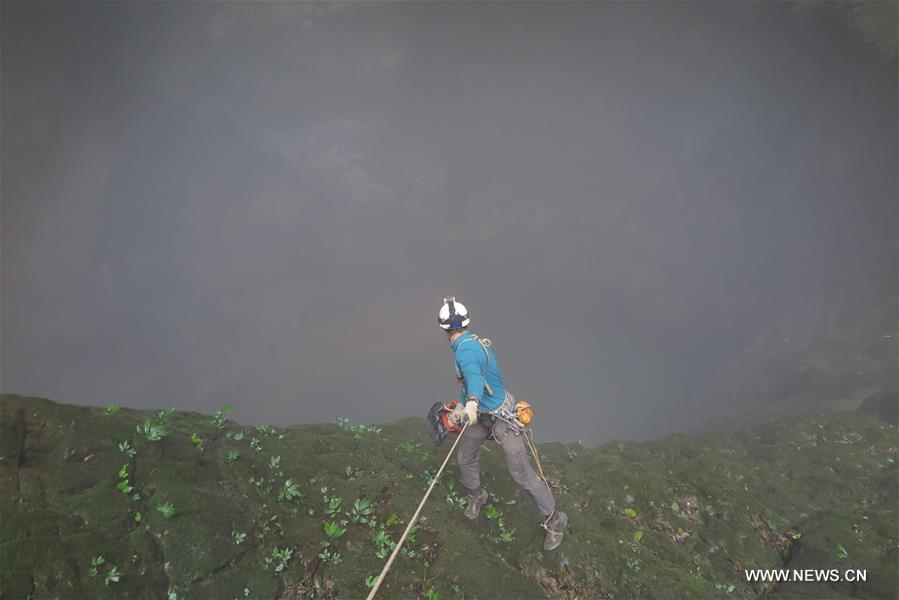 Scientists from China and France discover rare huge doline in Guangxi