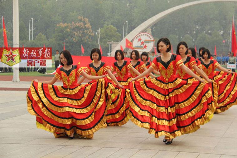 Versatile female soldiers in military camp
