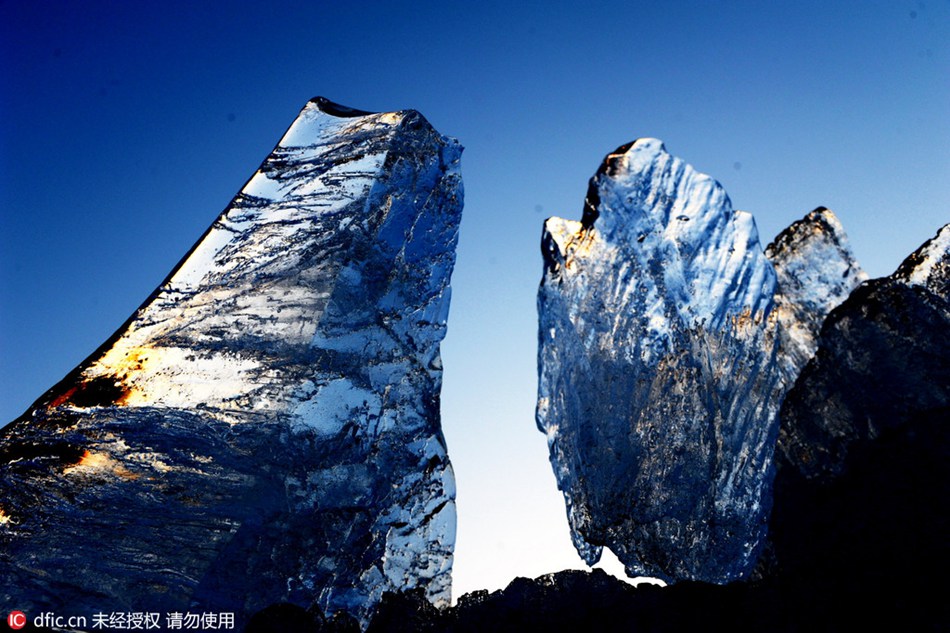 Beautiful remaining ice in NE China in early spring