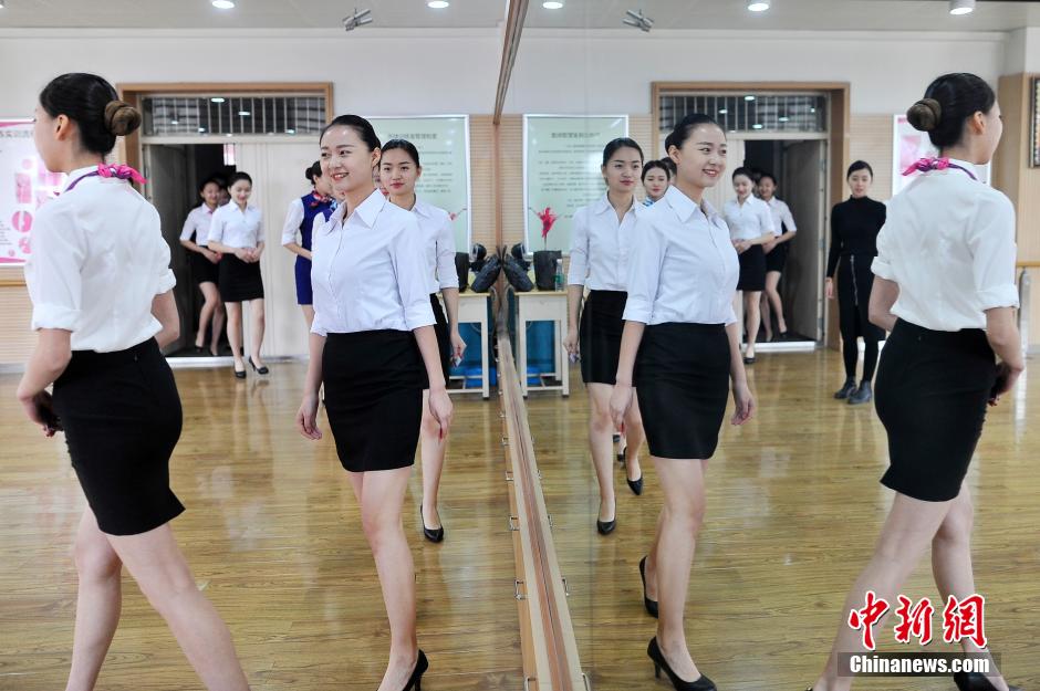 Beautiful university students compete to be stewardesses