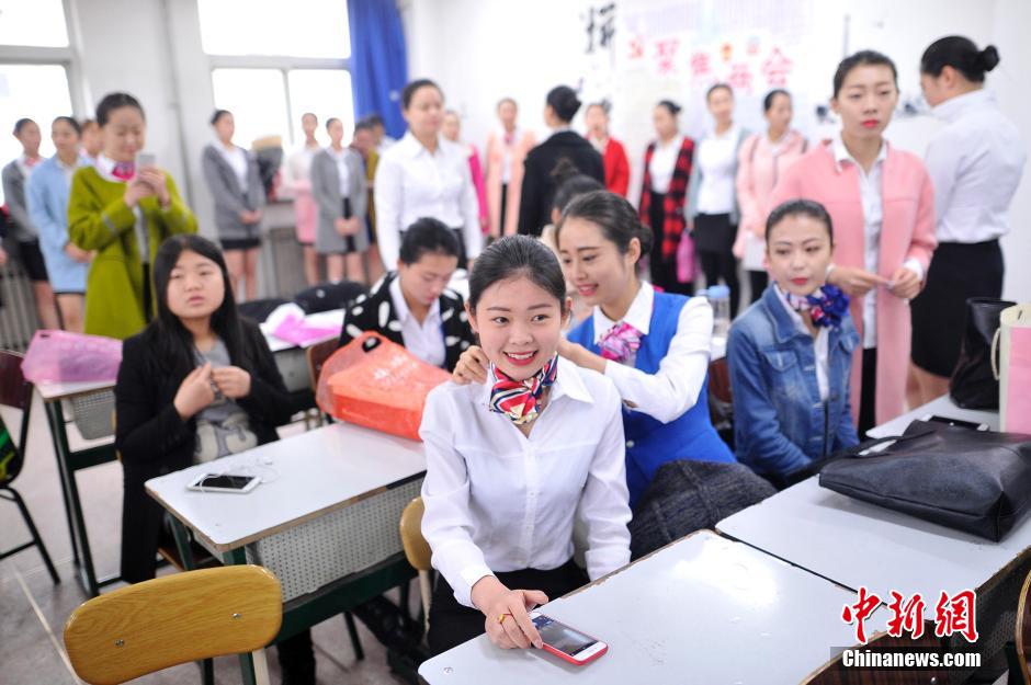 Beautiful university students compete to be stewardesses