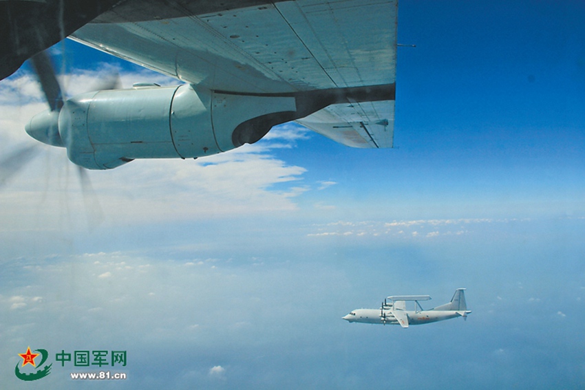 Guided by AWACS, fighter-bombers conduct combat training