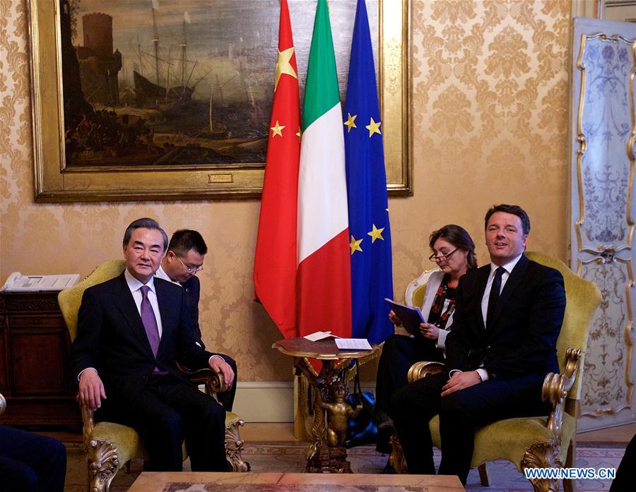Wang Yi, Renzi meet in Rome on Italy-China relations