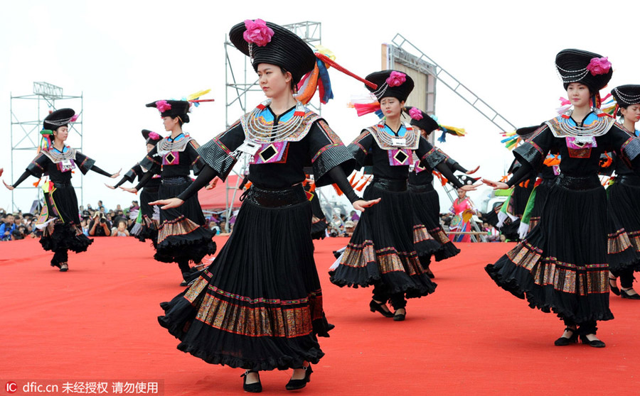 Miao people celebrate traditional festival in Guizhou